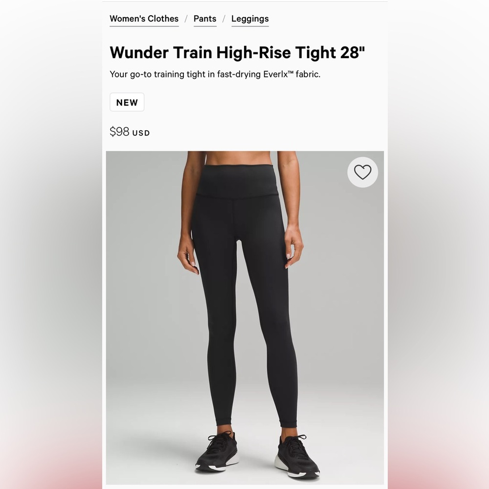 Lululemon Wunder Train High Rise Tight 28” - Size 6